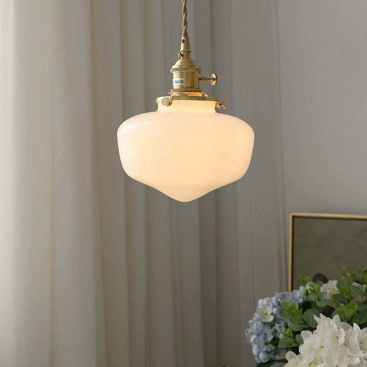 Retro mosiężna lampa wisząca z lampionem