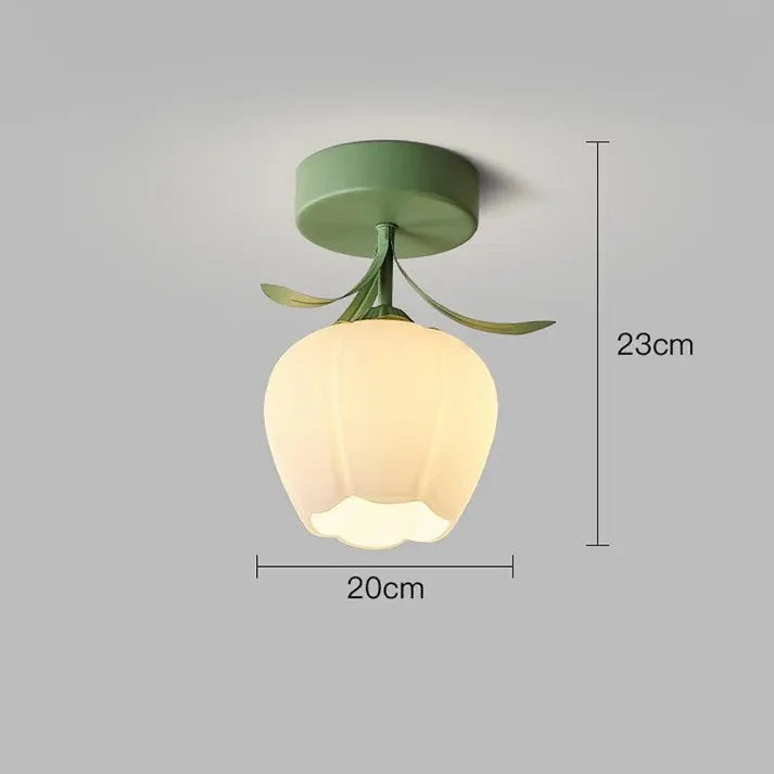 Prosta lampa sufitowa Tiffany z mini kwiatami