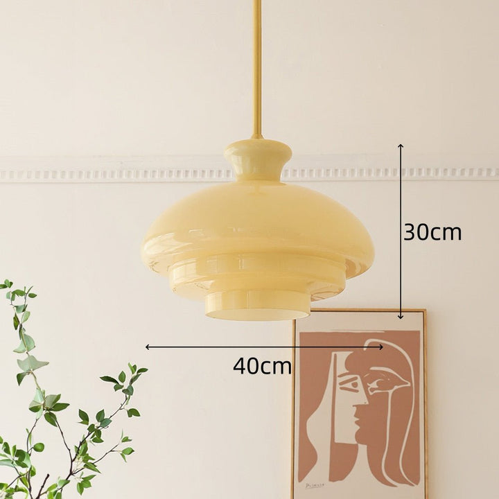 Lampa wisząca Bauhaus z bursztynowego szkła