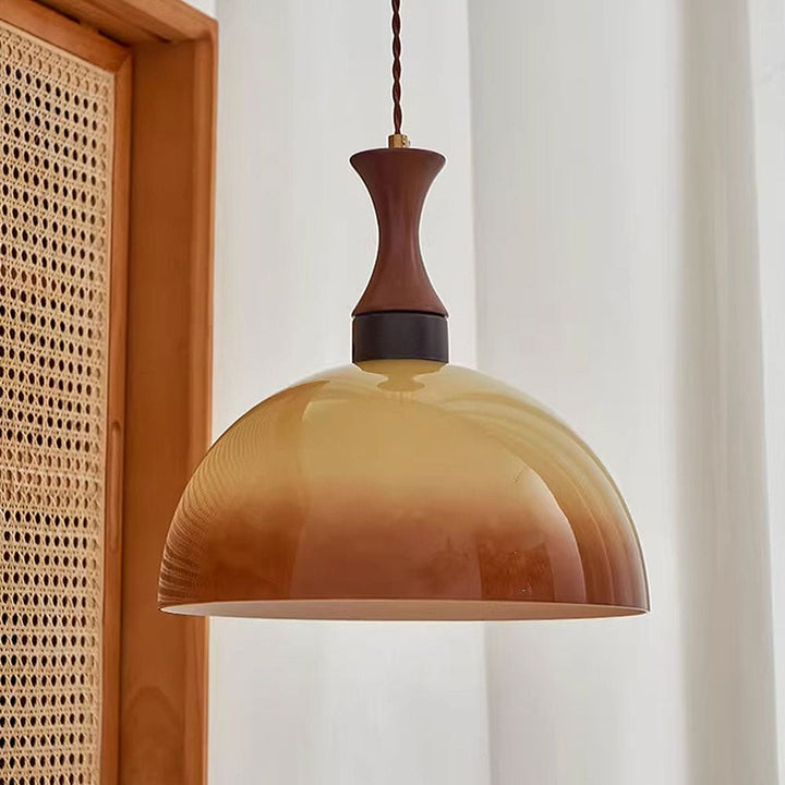Retro bursztynowa szklana lampa wisząca w stylu wiejskim