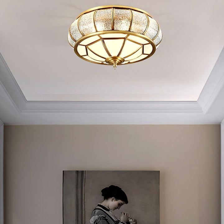 Okrąła szklana lampa sufitowa z teksturą