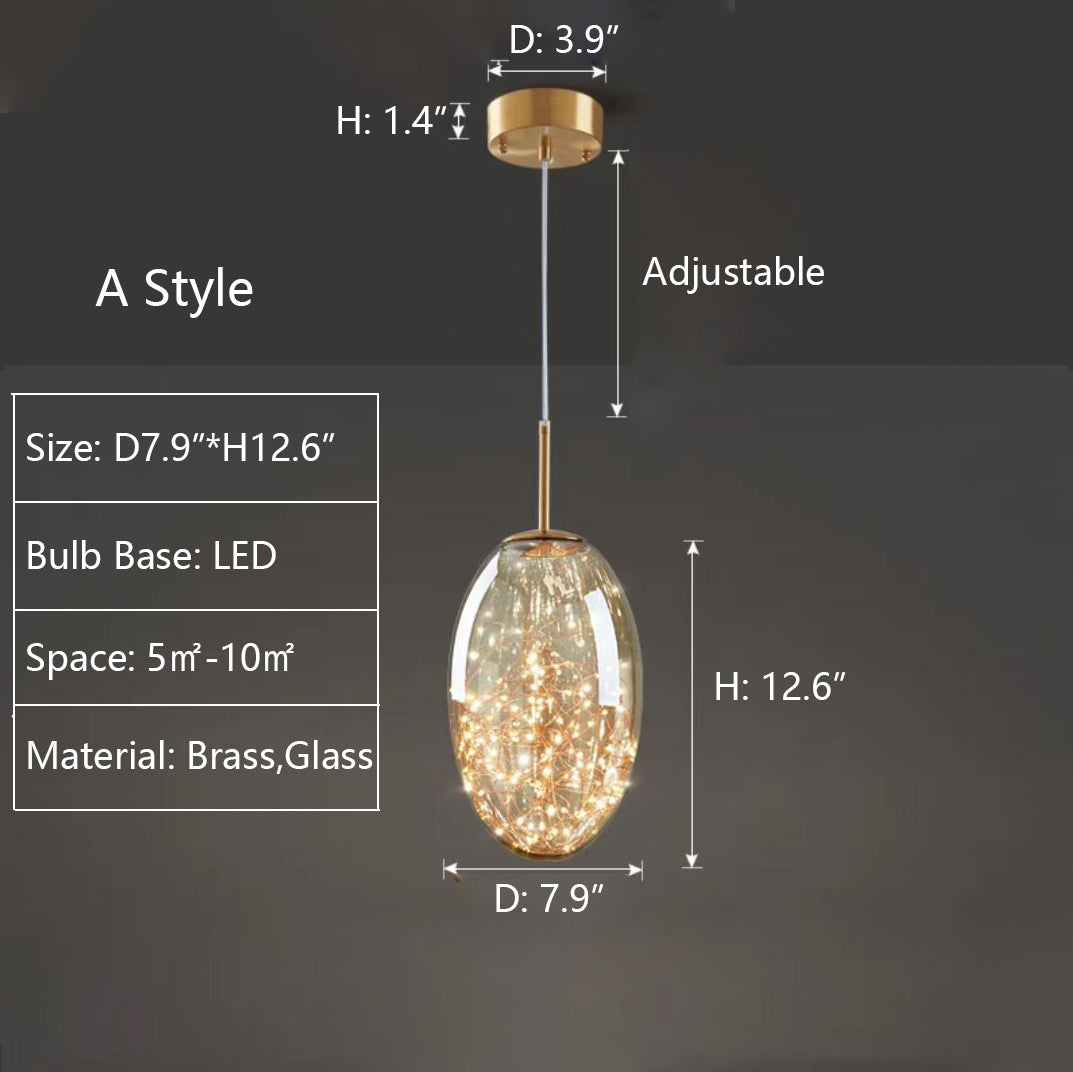 Nowoczesna Szara Szklana Lampa Wisząca z Gwiazdami