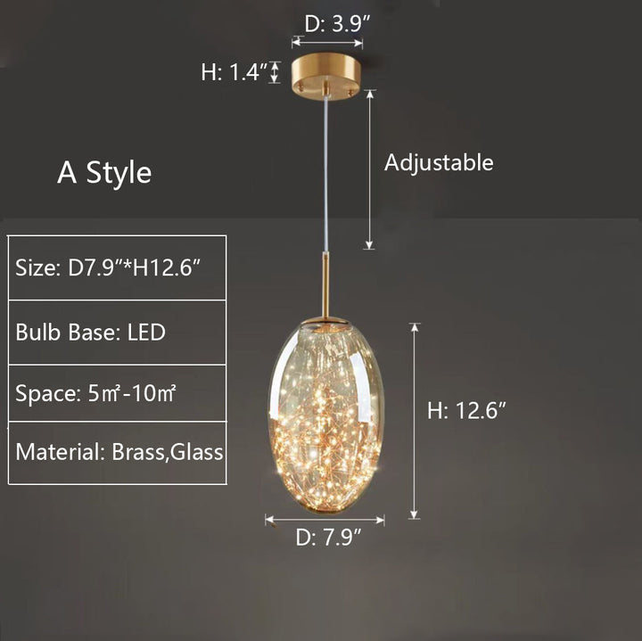 Nowoczesna Szara Szklana Lampa Wisząca z Gwiazdami