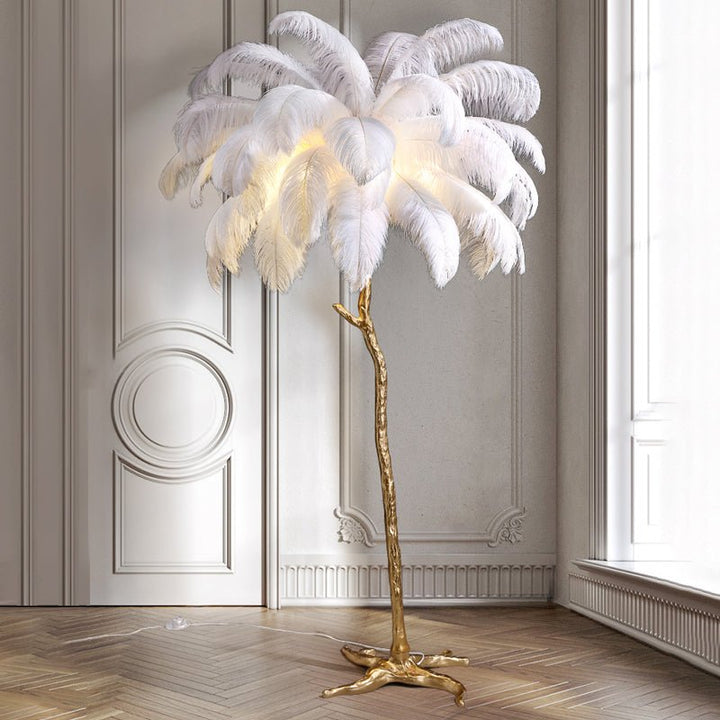 Lampa Podłogowa z Piór Strusich Nordic