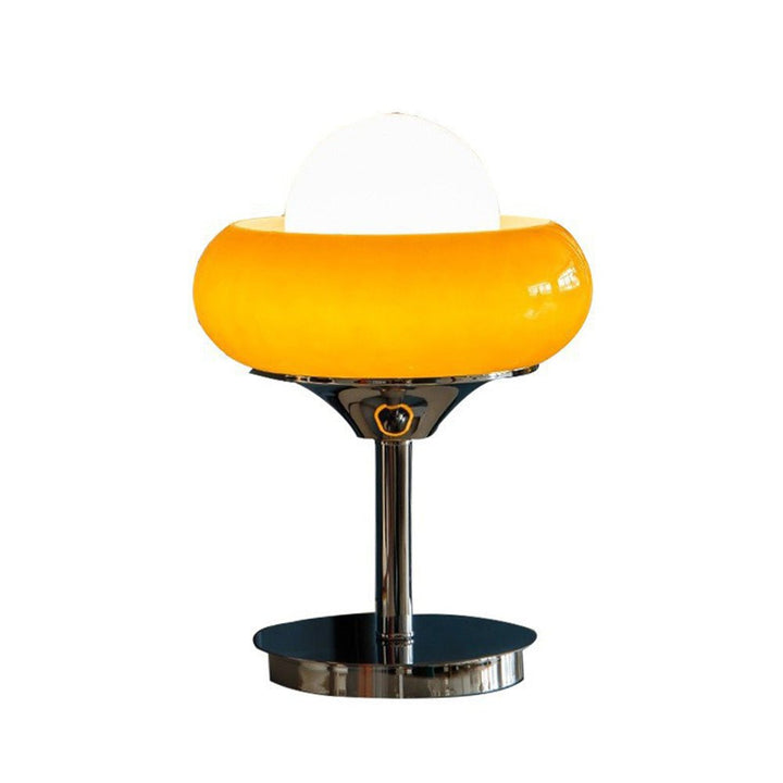 Vintage Bauhaus szklana żółta lampa stołowa